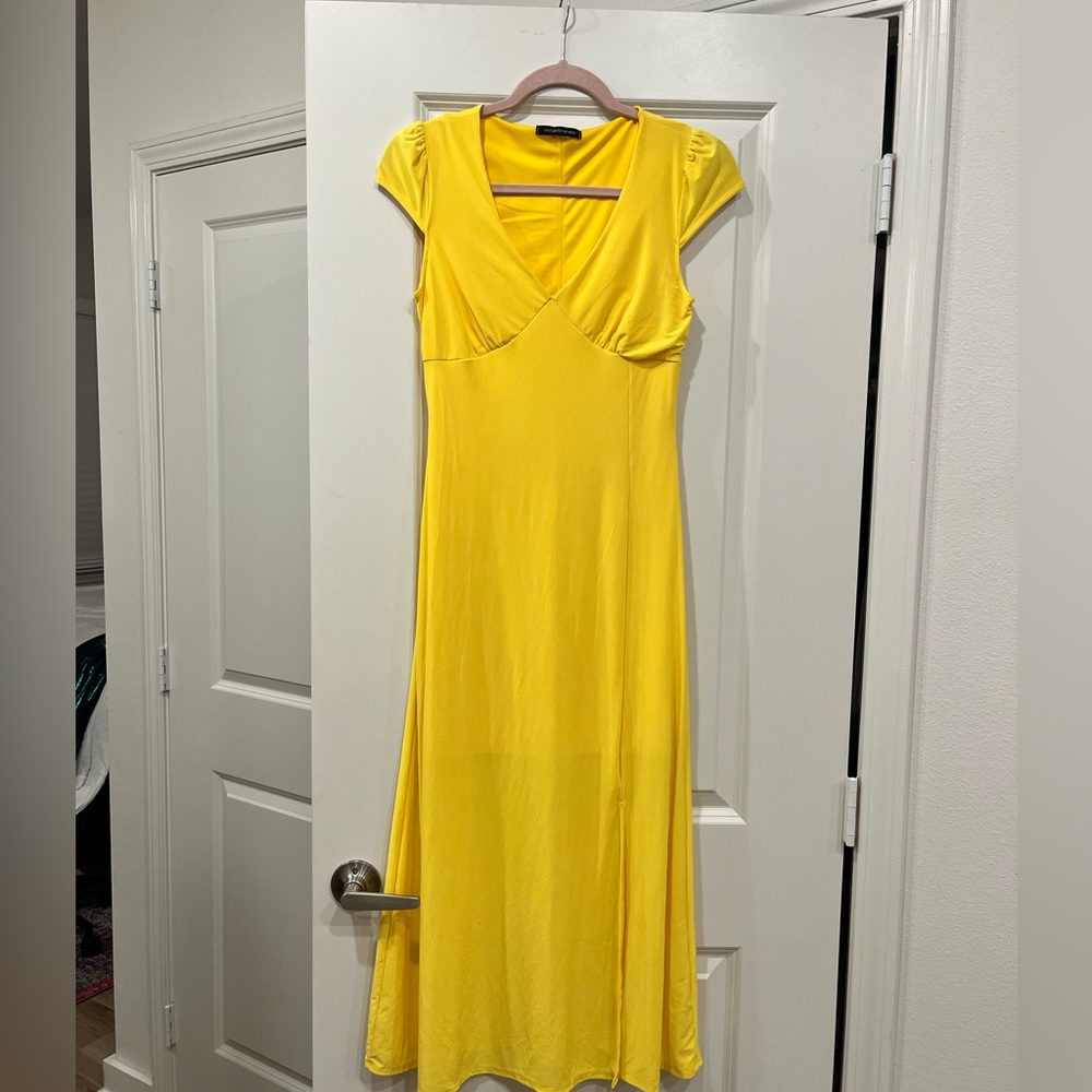 Yellow midi dress